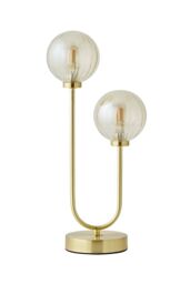 ValueLights Chessy Asymmetric Ribbed Glass Globe Gold Dual 2 Way Stem Table Lamp - thumbnail 6
