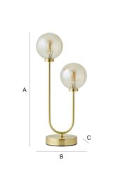 ValueLights Chessy Asymmetric Ribbed Glass Globe Gold Dual 2 Way Stem Table Lamp - thumbnail 7