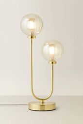 ValueLights Chessy Asymmetric Ribbed Glass Globe Gold Dual 2 Way Stem Table Lamp - thumbnail 3
