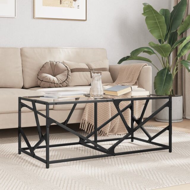 Berkfield Home Coffee Table with Transparent Glass Top 98.5x50x41 cm Steel in Black - image 1