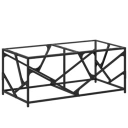 Berkfield Home Coffee Table with Transparent Glass Top 98.5x50x41 cm Steel in Black - thumbnail 2