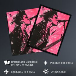 "Artery8 Punk Music Singer Guitarist Modern Portrait Pink Framed Art Print - Size: W12"" x H16""" - thumbnail 2