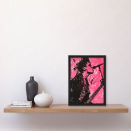 "Artery8 Punk Music Singer Guitarist Modern Portrait Pink Framed Art Print - Size: W12"" x H16""" - thumbnail 4