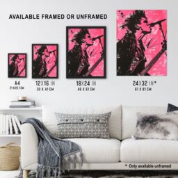 "Artery8 Punk Music Singer Guitarist Modern Portrait Pink Framed Art Print - Size: W12"" x H16""" - thumbnail 3