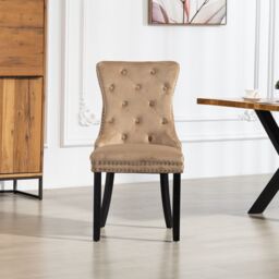 Artemis Home Ceres Velvet Fabric Dining Chairs - Set of 2 in Brown - Size: 2 Pack