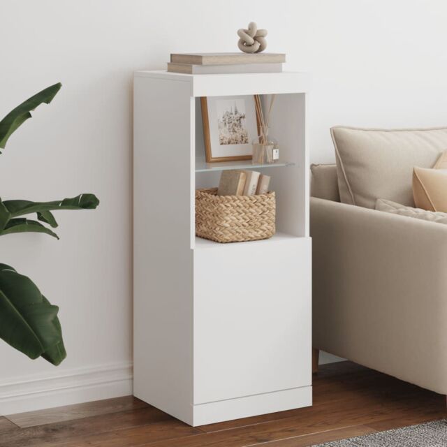 Berkfield Home Sideboard with LED Lights White 41x37x100 cm - Size: 41 x 37 x 100 cm - image 1