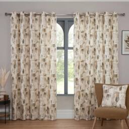 Sundour Bamford Eyelet Curtains in Brown - Size: 117 cm width x 137 cm drop