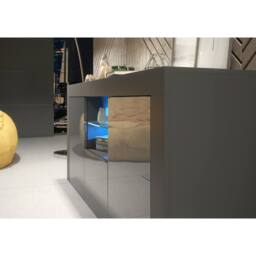 Mex Furniture LTD Sideboard Aurora 145cm - Dark Grey with Gloss Doors & LED Lights - thumbnail 3