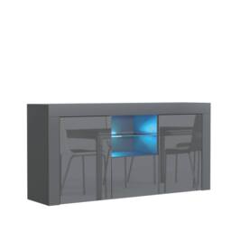 Mex Furniture LTD Sideboard Aurora 145cm - Dark Grey with Gloss Doors & LED Lights - thumbnail 9