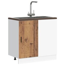 Berkfield Home Kitchen Base Cabinet Porto Old Wood Engineered Wood in Brown - thumbnail 4