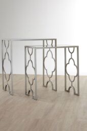 Orsina Set Of Two Merlin Leaf Side Tables in Silver - thumbnail 2