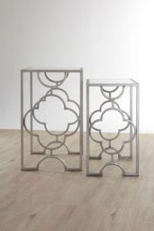 Orsina Set Of Two Merlin Leaf Side Tables in Silver - thumbnail 3