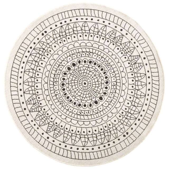 THE RUGS Porto Reversible Indoor Outdoor Rug Flatweave Polypropylene Design in Black - Size: 240 cm diameter - image 1