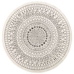 THE RUGS Porto Reversible Indoor Outdoor Rug Flatweave Polypropylene Design in Black - Size: 240 cm diameter - thumbnail 1