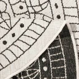 THE RUGS Porto Reversible Indoor Outdoor Rug Flatweave Polypropylene Design in Black - Size: 240 cm diameter - thumbnail 2