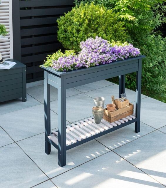 Norfolk Leisure Lifestyle Florenity High Planter with Zinc Tray in Dark Blue
