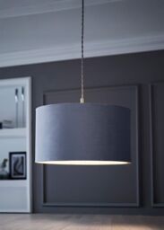 ValueLights Reni Pale Grey Velvet Easy Fit Drum Ceiling Lamp Shade - Size: Large - thumbnail 1