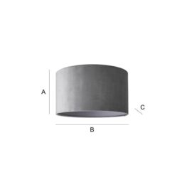 ValueLights Reni Pale Grey Velvet Easy Fit Drum Ceiling Lamp Shade - Size: Large - thumbnail 9