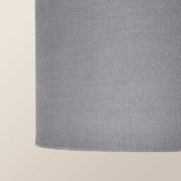 ValueLights Reni Pale Grey Velvet Easy Fit Drum Ceiling Lamp Shade - Size: Large - thumbnail 4
