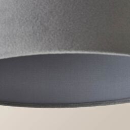 ValueLights Reni Pale Grey Velvet Easy Fit Drum Ceiling Lamp Shade - Size: Large - thumbnail 5