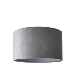 ValueLights Reni Pale Grey Velvet Easy Fit Drum Ceiling Lamp Shade - Size: Large - thumbnail 8
