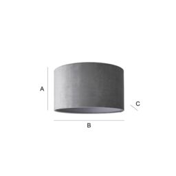 ValueLights Reni Pale Grey Velvet Easy Fit Drum Ceiling Lamp Shade - Size: Large - thumbnail 7