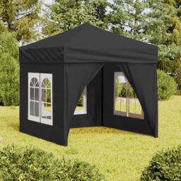 Berkfield Home Folding Party Tent with Sidewalls Anthracite 2x2 m in Black - thumbnail 1