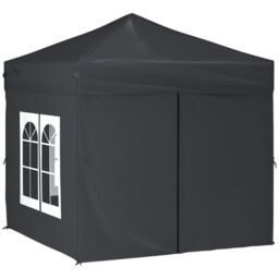 Berkfield Home Folding Party Tent with Sidewalls Anthracite 2x2 m in Black - thumbnail 3