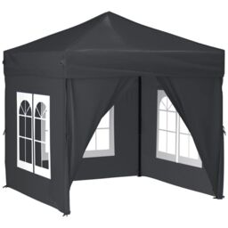 Berkfield Home Folding Party Tent with Sidewalls Anthracite 2x2 m in Black - thumbnail 2