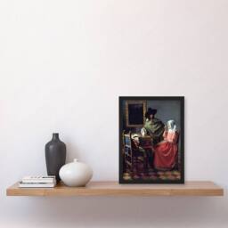 "Artery8 The Wine Glass Cropped Painting Vermeer Vintage Framed Wall Art Print - Size: W12"" x H16""" - thumbnail 4