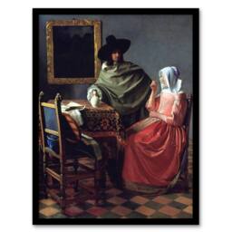 "Artery8 The Wine Glass Cropped Painting Vermeer Vintage Framed Wall Art Print - Size: W12"" x H16""" - thumbnail 1