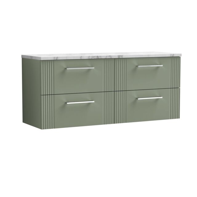 Balterley 4 Drawer Wall Hung Vanity Unit Marble Laminate Worktop, Green 1200mm - image 1