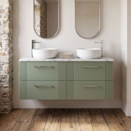 Balterley 4 Drawer Wall Hung Vanity Unit Marble Laminate Worktop, Green 1200mm - thumbnail 8