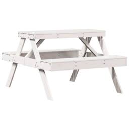 Berkfield Home Picnic Table White 105x134x75 cm Solid Wood Pine - Size: 105 x 134 x 75 cm - thumbnail 3