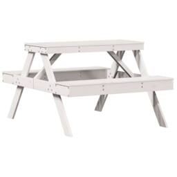 Berkfield Home Picnic Table White 105x134x75 cm Solid Wood Pine - Size: 105 x 134 x 75 cm - thumbnail 6