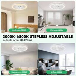 Kelvenix Morden LED Ceiling Fan Light Dimmable Living Room in White - thumbnail 4
