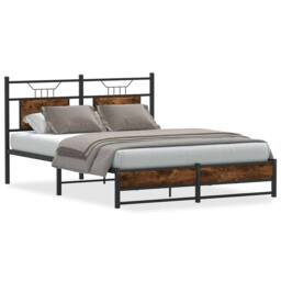 Berkfield Home Bed Frame without Mattress Smoked Oak 140x200 cm Engineered Wood in Brown - thumbnail 1