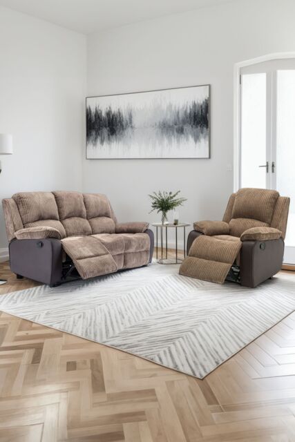 More4Homes Postana Manual Recliner Bonded Leather 1+3 Seater Sofa Set in Brown - image 1