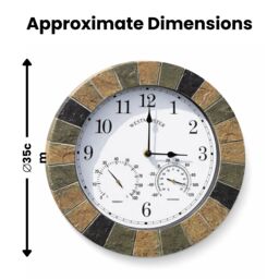 Marco Paul Stone 35cm Roman Numerals Clock & Thermometer Outdoor/Indoor in Grey - thumbnail 3