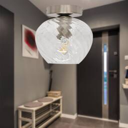 First Choice Lighting Set of 2 Bradson - Clear Swirl Glass Satin Nickel Ceiling Lights - thumbnail 4