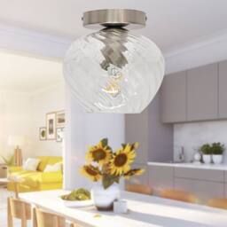 First Choice Lighting Set of 2 Bradson - Clear Swirl Glass Satin Nickel Ceiling Lights - thumbnail 5