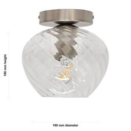 First Choice Lighting Set of 2 Bradson - Clear Swirl Glass Satin Nickel Ceiling Lights - thumbnail 6