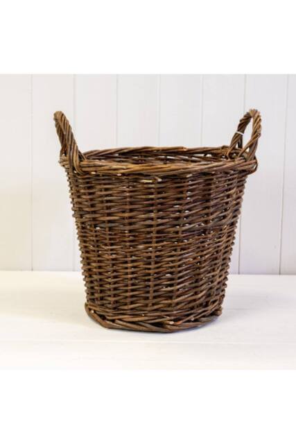 KDMD Round Log Basket with Ears in Brown - image 1