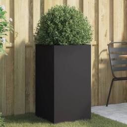 Berkfield Home Planter Black 42x38x75 cm Steel - Size: 42 x 38 x 75 cm - thumbnail 2