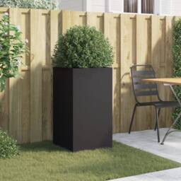 Berkfield Home Planter Black 42x38x75 cm Steel - Size: 42 x 38 x 75 cm - thumbnail 1