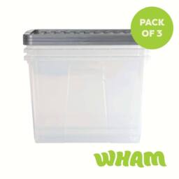 Wham Crystal 80L Clear Box & Stronger Lid PK3 in Silver - thumbnail 5
