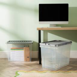 Wham Crystal 80L Clear Box & Stronger Lid PK3 in Silver