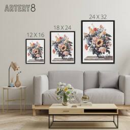 "Artery8 Stone Vase Bouquet With Sunflowers Teyler Black Framed Canvas Wall Art in White - Size: W24"" x H32""" - thumbnail 4