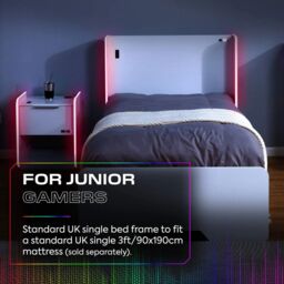 X Rocker Electra Single Bed with Trundle Drawers, Storage & LED Lights in White - thumbnail 5