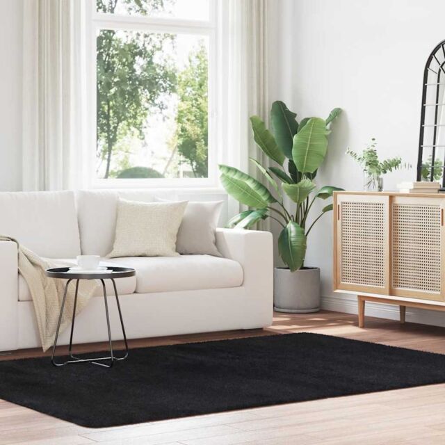 Berkfield Home Shaggy Rug High Pile NAVARRA Black 160x230 cm Polyester - Size: Medium - image 1